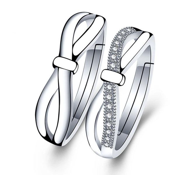 wedding rings 2021 s925 female zircon fashion simple open ring couple inlaid diamond crown printing bracelet, Slivery;golden