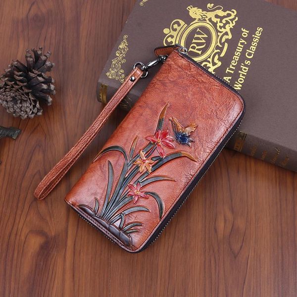 women lady genuine leather wallet long clutch handy bag printing butterfly flower female card retro money clips purse, Red;black
women lady genuine leather wallet long clutch handy bag printing butterfly flower female card retro money clips purse, Red;black