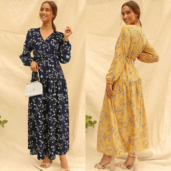 summer women's dress long sleeve fashion casual high waist maxi dress slim floral print v neck office lady dresses elegant 210712, Black;gray
summer women's dress long sleeve fashion casual high waist maxi dress slim floral print v neck office lady dresses elegant 210712, Black;gray