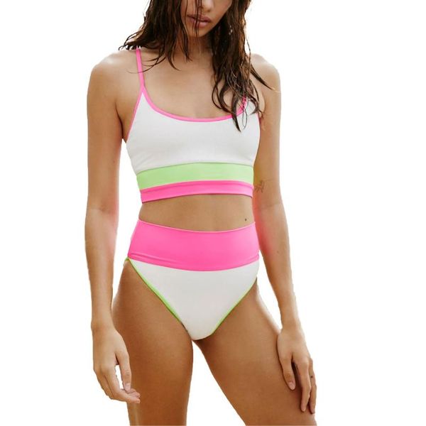 women's swimwear solid color patchwork bikini suits backless suspender and tight high waist trunks split swimsuit swimwears, White;black
women's swimwear solid color patchwork bikini suits backless suspender and tight high waist trunks split swimsuit swimwears, White;black