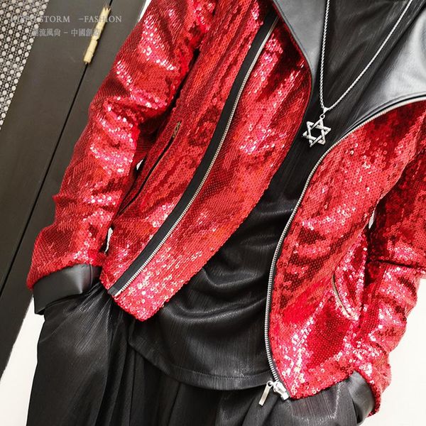 men's suits & blazers red sequined motorcycle jacket faux leather men nightclub trendy hairdresser dance troupe host pu chaqueta cuero, White;black
men's suits & blazers red sequined motorcycle jacket faux leather men nightclub trendy hairdresser dance troupe host pu chaqueta cuero, White;black