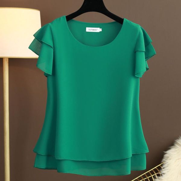 women's blouses & shirts 6xl plus size 2021 summer chiffon stylish ruffles short sleeve round neck solid loose blouse casual blusas, White
women's blouses & shirts 6xl plus size 2021 summer chiffon stylish ruffles short sleeve round neck solid loose blouse casual blusas, White
