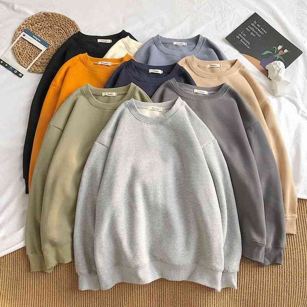 2021 new korean version solid color leisure student loose couple round neck women's sweater, Black
2021 new korean version solid color leisure student loose couple round neck women's sweater, Black