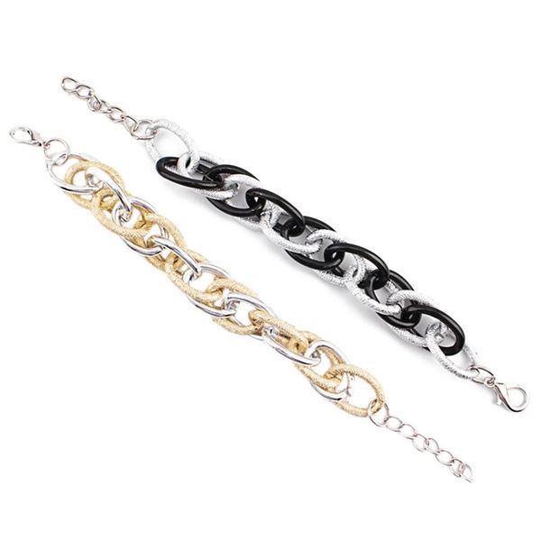 link, chain stitching multicolor alloy bracelet retro hip-hop personality trendy buckle, Black 
link, chain stitching multicolor alloy bracelet retro hip-hop personality trendy buckle, Black