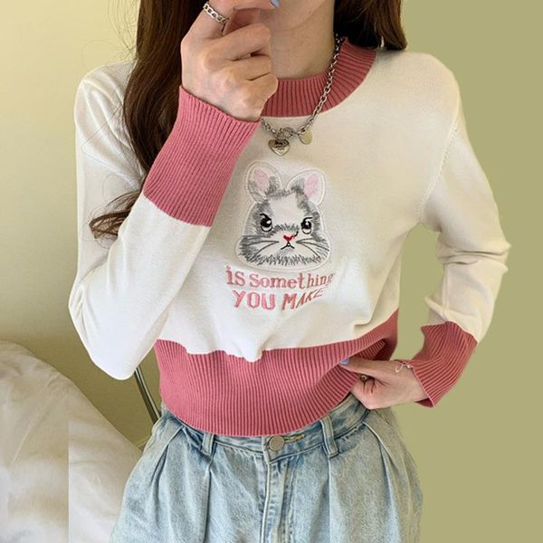 women's sweaters embroidery tall waist cropped sweater autumn winter round neck knit women long sleeve pullover knitted crop, White;black
women's sweaters embroidery tall waist cropped sweater autumn winter round neck knit women long sleeve pullover knitted crop, White;black
