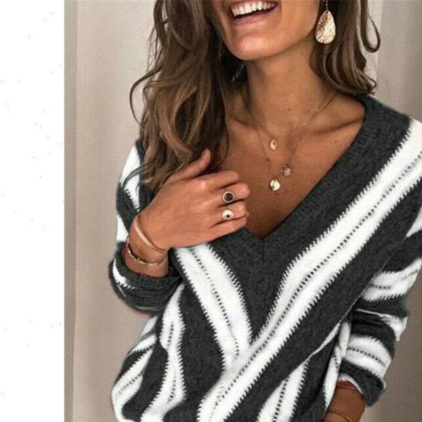 new fashion womens ladies autumn winter v neck knitted sweater long sleeve casual pullover loose jumper black blue gray, White;black
new fashion womens ladies autumn winter v neck knitted sweater long sleeve casual pullover loose jumper black blue gray, White;black
