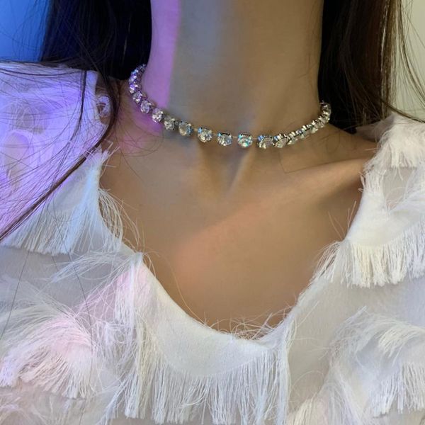 chains delicate jewelry shiny crystal choker necklace 2021 design fashion women for party gifts drop, Silver
chains delicate jewelry shiny crystal choker necklace 2021 design fashion women for party gifts drop, Silver