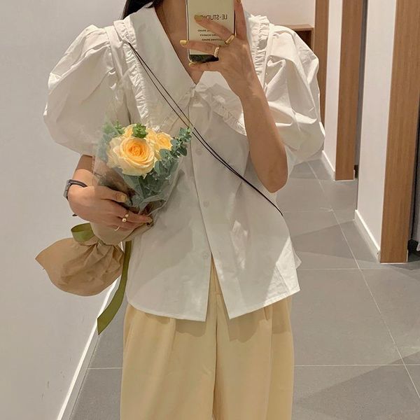 women's blouses & shirts women shirt 2021 summer style korean doll collar ladies short-sleeve loose versatile m49, White
women's blouses & shirts women shirt 2021 summer style korean doll collar ladies short-sleeve loose versatile m49, White
