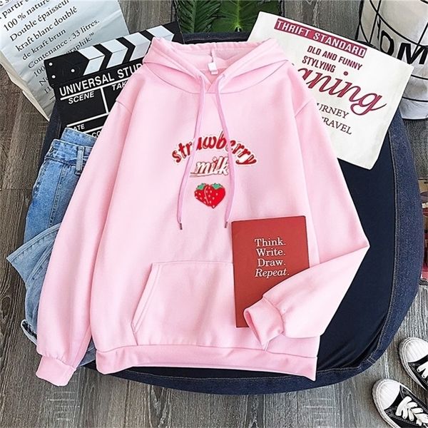 merry pretty pink cute strawberry hoodie sweatshirt harajuku milk graphic hooded pullovers school girls tracksuit lj201130, Black
merry pretty pink cute strawberry hoodie sweatshirt harajuku milk graphic hooded pullovers school girls tracksuit lj201130, Black