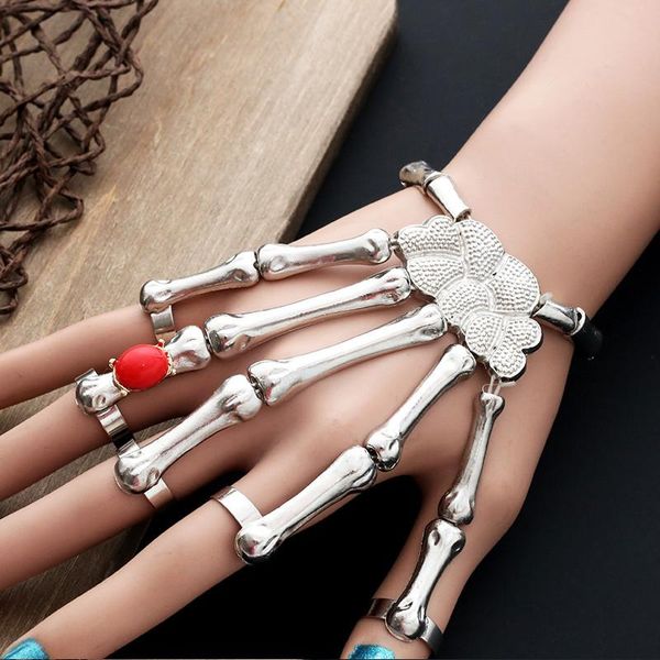 charm bracelets 2021 fashion retro punk gothic skull finger bracelet for women red stone skeleton bone hand bangles christmas halloween gift, Golden;silver
charm bracelets 2021 fashion retro punk gothic skull finger bracelet for women red stone skeleton bone hand bangles christmas halloween gift, Golden;silver
