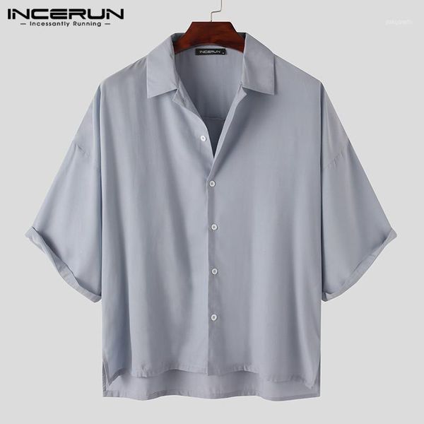 men's casual shirts incerun solid color mens 3/4 sleeve lapel dress fashion loose button blouse man stylish brand camisa s-5xl1, White;black
men's casual shirts incerun solid color mens 3/4 sleeve lapel dress fashion loose button blouse man stylish brand camisa s-5xl1, White;black