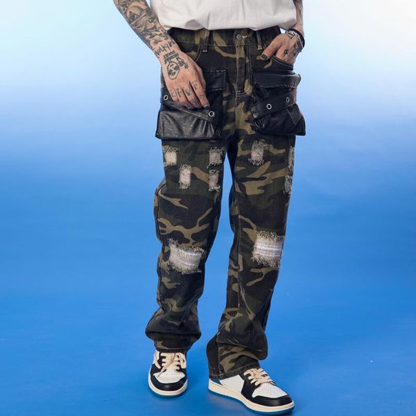 men's pants men camouflage leather trousers 2021 patches multi-pockets zipper middle waist straight couples hip hop cargo, Black
men's pants men camouflage leather trousers 2021 patches multi-pockets zipper middle waist straight couples hip hop cargo, Black