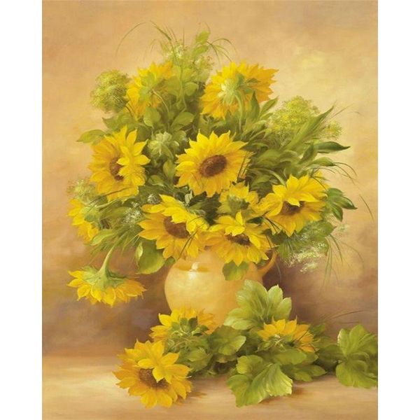 sunflower by numbers modern home decor diy oil painting by numbers acrylic paint modern wall art picutre handpainted