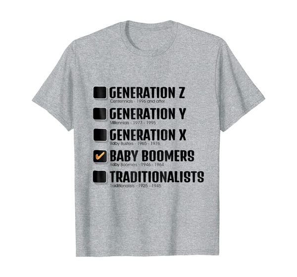 'baby boomers' generational design tee shirt, tshirt, White;black 
'baby boomers' generational design tee shirt, tshirt, White;black