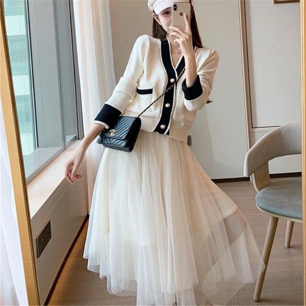 two piece dress knitted single breasted women fashion cardigan knit sweaters + elegant high waist mesh sling suits sets, White
two piece dress knitted single breasted women fashion cardigan knit sweaters + elegant high waist mesh sling suits sets, White