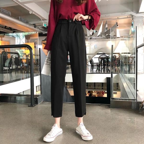 wear korean version 2021 new loose high waist straight leg pants show thin and versatile black suit pants women's, White;black
wear korean version 2021 new loose high waist straight leg pants show thin and versatile black suit pants women's, White;black