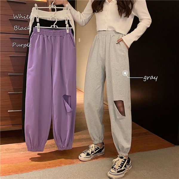 women's pants & capris spring autumn women loose sweatpants chic hole high waist pencil female casual cargo streetwear harem trousers, Black;white
women's pants & capris spring autumn women loose sweatpants chic hole high waist pencil female casual cargo streetwear harem trousers, Black;white
