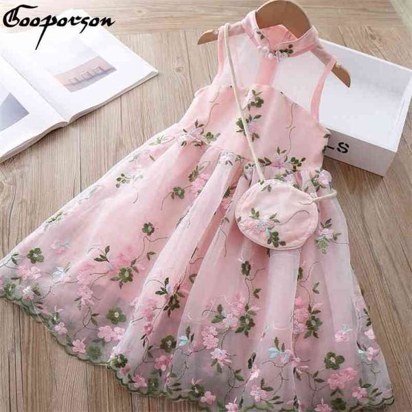 summer fashion kids dresses for girls flower embroidery sleeveless princess dress with bag birthday party costume vestidos 210715, Red;yellow
summer fashion kids dresses for girls flower embroidery sleeveless princess dress with bag birthday party costume vestidos 210715, Red;yellow