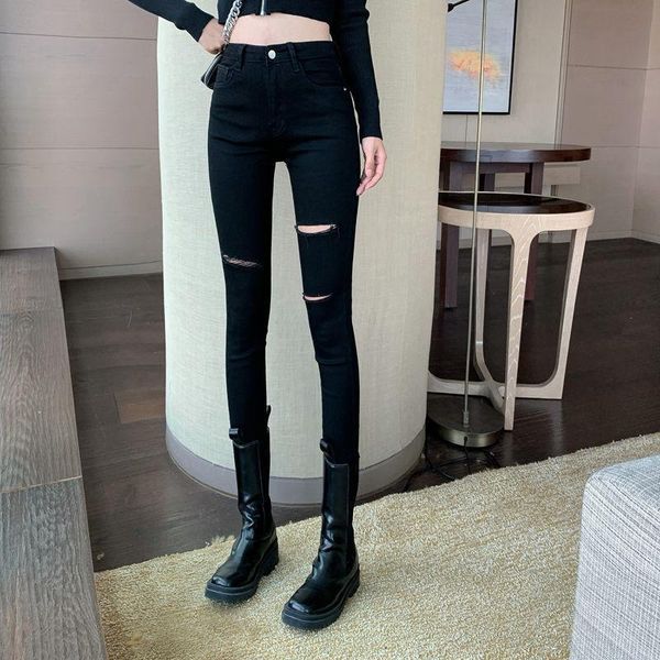 women's ripped jeans autumn tight-fitting high-waisted thin versatile stretch pant, Blue
women's ripped jeans autumn tight-fitting high-waisted thin versatile stretch pant, Blue