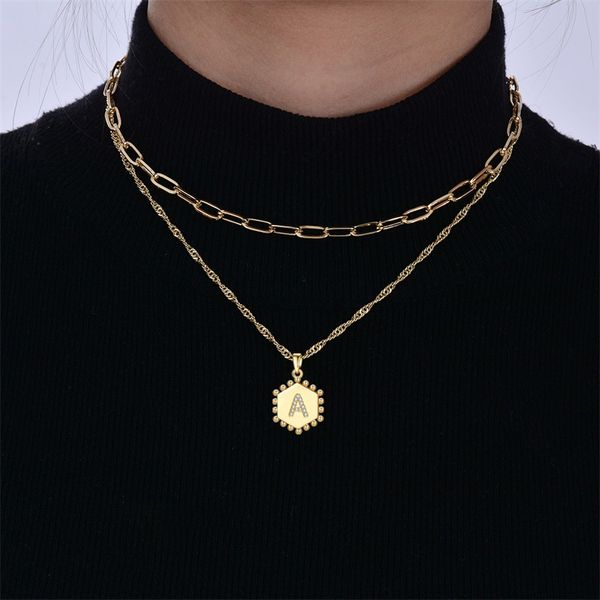 sell 26 letter necklace with paper clip choker microset zircon hexagonal pendant necklace, Silver
sell 26 letter necklace with paper clip choker microset zircon hexagonal pendant necklace, Silver