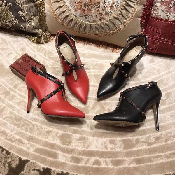 boots spring autumn genuine leather ankle woman pointed toes stiletto heels rivet ankle-strap, Black
boots spring autumn genuine leather ankle woman pointed toes stiletto heels rivet ankle-strap, Black