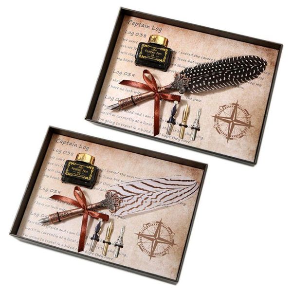 vintage feather quill dip pen fountain pens with ink +3 nibs set stationery gift dropship
vintage feather quill dip pen fountain pens with ink +3 nibs set stationery gift dropship