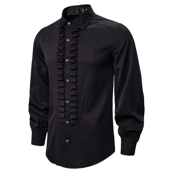 men's casual shirts black gothic men vintage military long sleeve single breasted pleated punk style shirt male retro camisas, White;black
men's casual shirts black gothic men vintage military long sleeve single breasted pleated punk style shirt male retro camisas, White;black