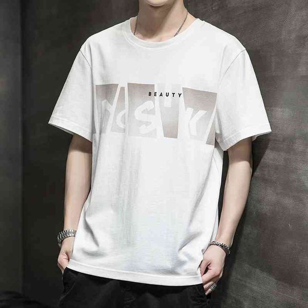 men's short t-shirt 2021 summer korean trend new cotton clothes half sleeve youth t-shirt, White;black
men's short t-shirt 2021 summer korean trend new cotton clothes half sleeve youth t-shirt, White;black
