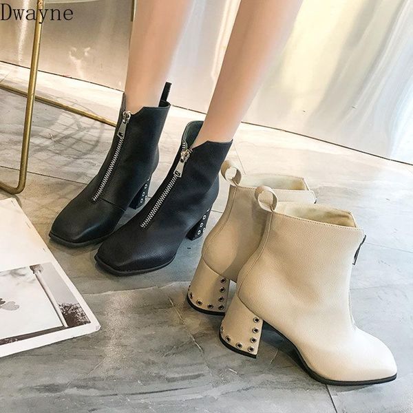 boots female white booties autumn and winter 2021 british wind front zipper square head high heels thick with, Black
boots female white booties autumn and winter 2021 british wind front zipper square head high heels thick with, Black