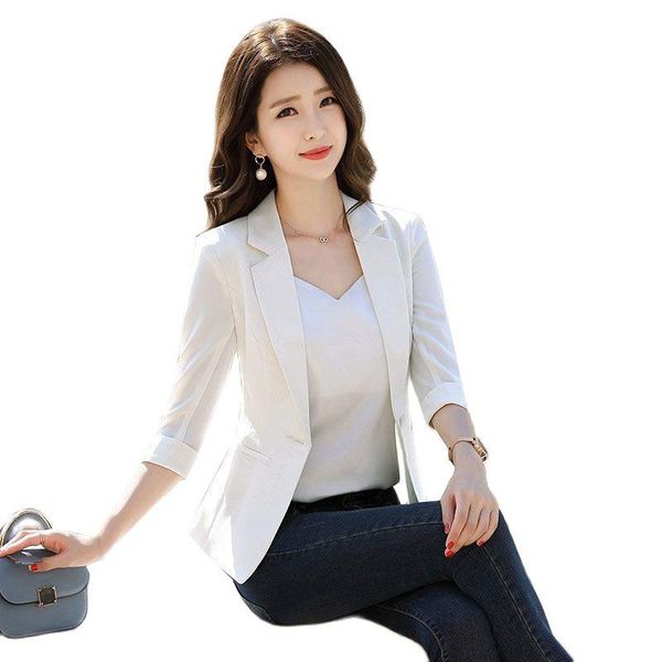 women's suits & blazers 2021 spring summer thin small suit jacket ladies slim single button blazer women seven points sleeve coat plus, White;black
women's suits & blazers 2021 spring summer thin small suit jacket ladies slim single button blazer women seven points sleeve coat plus, White;black