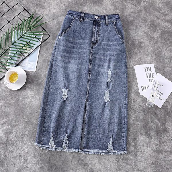 skirts denim skirt plus size women 2021 summer loose elastic waist high elasticity hole split saias jeans ripped vintage faldas zh752, Black
skirts denim skirt plus size women 2021 summer loose elastic waist high elasticity hole split saias jeans ripped vintage faldas zh752, Black