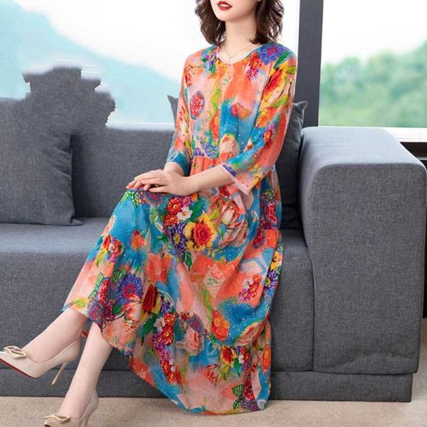 summer mulberry silk beach dress vintage print runway elegant women casual dress vestidos 210531, Black;gray
summer mulberry silk beach dress vintage print runway elegant women casual dress vestidos 210531, Black;gray
