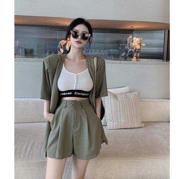 women's suits & blazers wide-leg pants suit shorts thin section 2021 summer korean version of the high waist loose green a-line, White;black
women's suits & blazers wide-leg pants suit shorts thin section 2021 summer korean version of the high waist loose green a-line, White;black