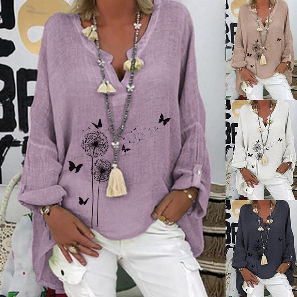 fashion plus size women casual long sleeve dandelion butterfly print loose v neck shirt blouse 2021 30, White
fashion plus size women casual long sleeve dandelion butterfly print loose v neck shirt blouse 2021 30, White