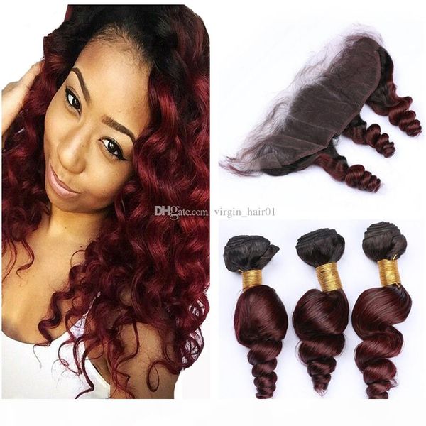 burgundy ombre brazilian virgin human hair loose wave bundles with frontal 4pcs lot loose wavy #1b 99j wine red ombre 13x4 lace frontal, Black;brown
burgundy ombre brazilian virgin human hair loose wave bundles with frontal 4pcs lot loose wavy #1b 99j wine red ombre 13x4 lace frontal, Black;brown