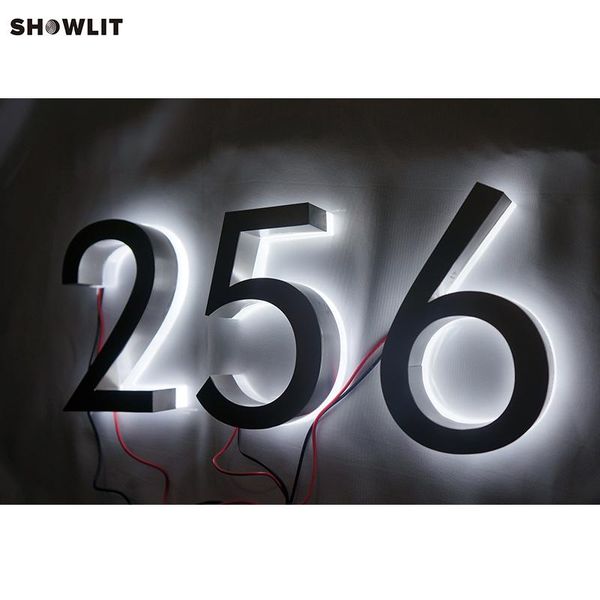 other door hardware custom 30cm height waterproof led 3d halo lit letter sign stainless steel house number