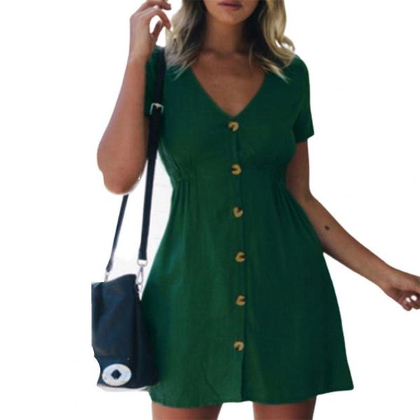 casual dresses summer women dress button placket short sleeve high waist female v neck a-line streetwear, Black;gray
casual dresses summer women dress button placket short sleeve high waist female v neck a-line streetwear, Black;gray