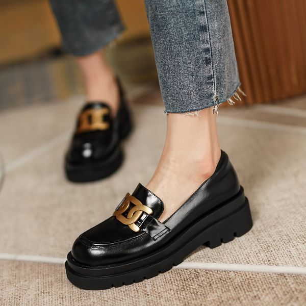 women s genuine leather thick sole platform flats loafers chain decoration casual moccasins round toe punk daily sneakers shoes, Black
women s genuine leather thick sole platform flats loafers chain decoration casual moccasins round toe punk daily sneakers shoes, Black