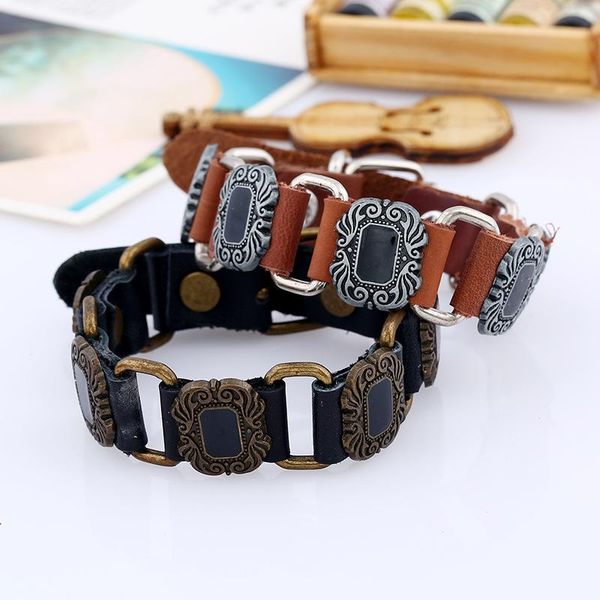 charm bracelets european and american fashion punk retro leather bracelet men's trend men women hand rope, Golden;silver
charm bracelets european and american fashion punk retro leather bracelet men's trend men women hand rope, Golden;silver