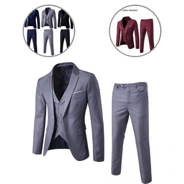 men's suits & blazers slim 1 set pure color jacket zipper closure pants male blazer vest long sleeve for banquet, White;black
men's suits & blazers slim 1 set pure color jacket zipper closure pants male blazer vest long sleeve for banquet, White;black