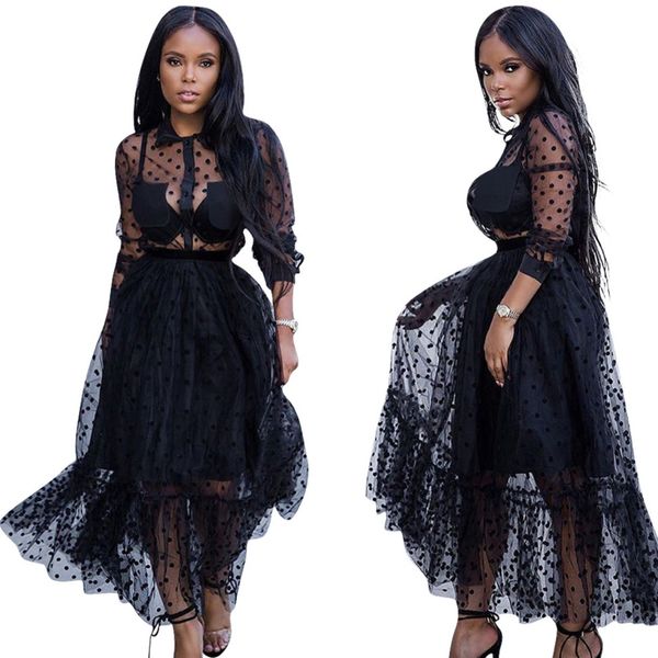 black polk dot mesh charming women party dresses turn down neck long sleeves see through a line nightclub casual dress ankle length, Black;gray
black polk dot mesh charming women party dresses turn down neck long sleeves see through a line nightclub casual dress ankle length, Black;gray