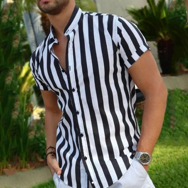 men's casual shirts incerun man stylish button blouse summer masculina fashion striped men short sleeve stand collar shirt 5xl 7, White;black
men's casual shirts incerun man stylish button blouse summer masculina fashion striped men short sleeve stand collar shirt 5xl 7, White;black