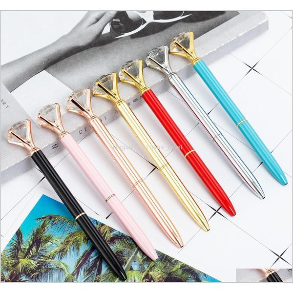luxury metal crystal diamond pen 8 colors polka dot ball pens fashion 19 carat large diamond ballpoint pen jlltpb 0acu6 onakp, Blue;orange 
luxury metal crystal diamond pen 8 colors polka dot ball pens fashion 19 carat large diamond ballpoint pen jlltpb 0acu6 onakp, Blue;orange