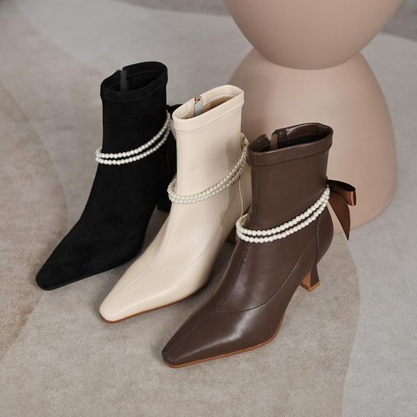 dress shoes 2021 autumn women butterfly knot string bead ankle boots sweet black brown beige femeal pointed toe 7 cm high heels booties
dress shoes 2021 autumn women butterfly knot string bead ankle boots sweet black brown beige femeal pointed toe 7 cm high heels booties