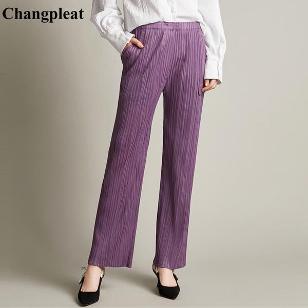 women's pants & capris changpleat 2021 spring purple women cargo miyak pleated fashion design pockets elastic waist solid straight trou, Black;white
women's pants & capris changpleat 2021 spring purple women cargo miyak pleated fashion design pockets elastic waist solid straight trou, Black;white