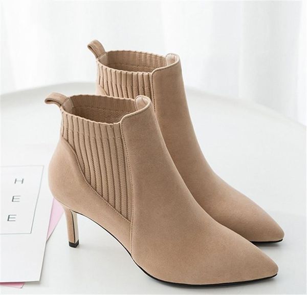 boots women ankle short flock pointed toe 7cm thin heels winter booties woman wool elastic slip on, Black
boots women ankle short flock pointed toe 7cm thin heels winter booties woman wool elastic slip on, Black