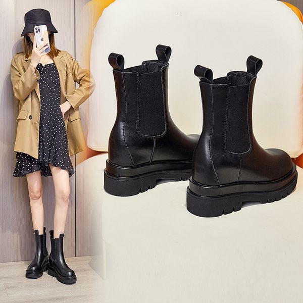 2021 autumn leather martin thick bottom inner increase leisure korean chimney boots children's chelsea women's sho, Black
2021 autumn leather martin thick bottom inner increase leisure korean chimney boots children's chelsea women's sho, Black