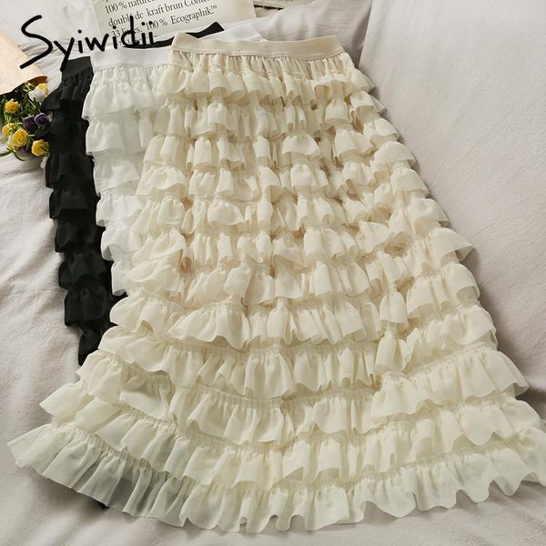 skirts syiwidii ruffles skirt women high waist casual a-line mid-calf solid white black 2021 spring summer korean fashion cake
skirts syiwidii ruffles skirt women high waist casual a-line mid-calf solid white black 2021 spring summer korean fashion cake