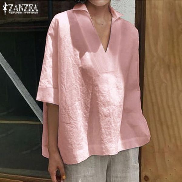 women's blouses & shirts zanzea elegant summer v neck blouse 2021 3/4 sleeve female solid blusas kaftan tunic casual tee plus size, White
women's blouses & shirts zanzea elegant summer v neck blouse 2021 3/4 sleeve female solid blusas kaftan tunic casual tee plus size, White