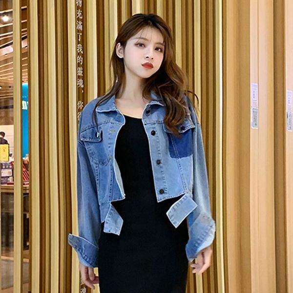 women's jackets all match denim jacket women patchwork loose causal short korean student coats fashion design blue lady outwear 2021, Black;brown
women's jackets all match denim jacket women patchwork loose causal short korean student coats fashion design blue lady outwear 2021, Black;brown